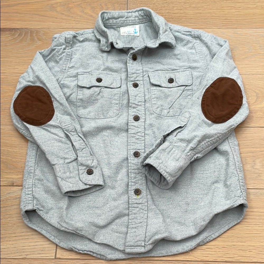 Crewcuts Boys Heather Gray flannel Shirt with Elbow Patches